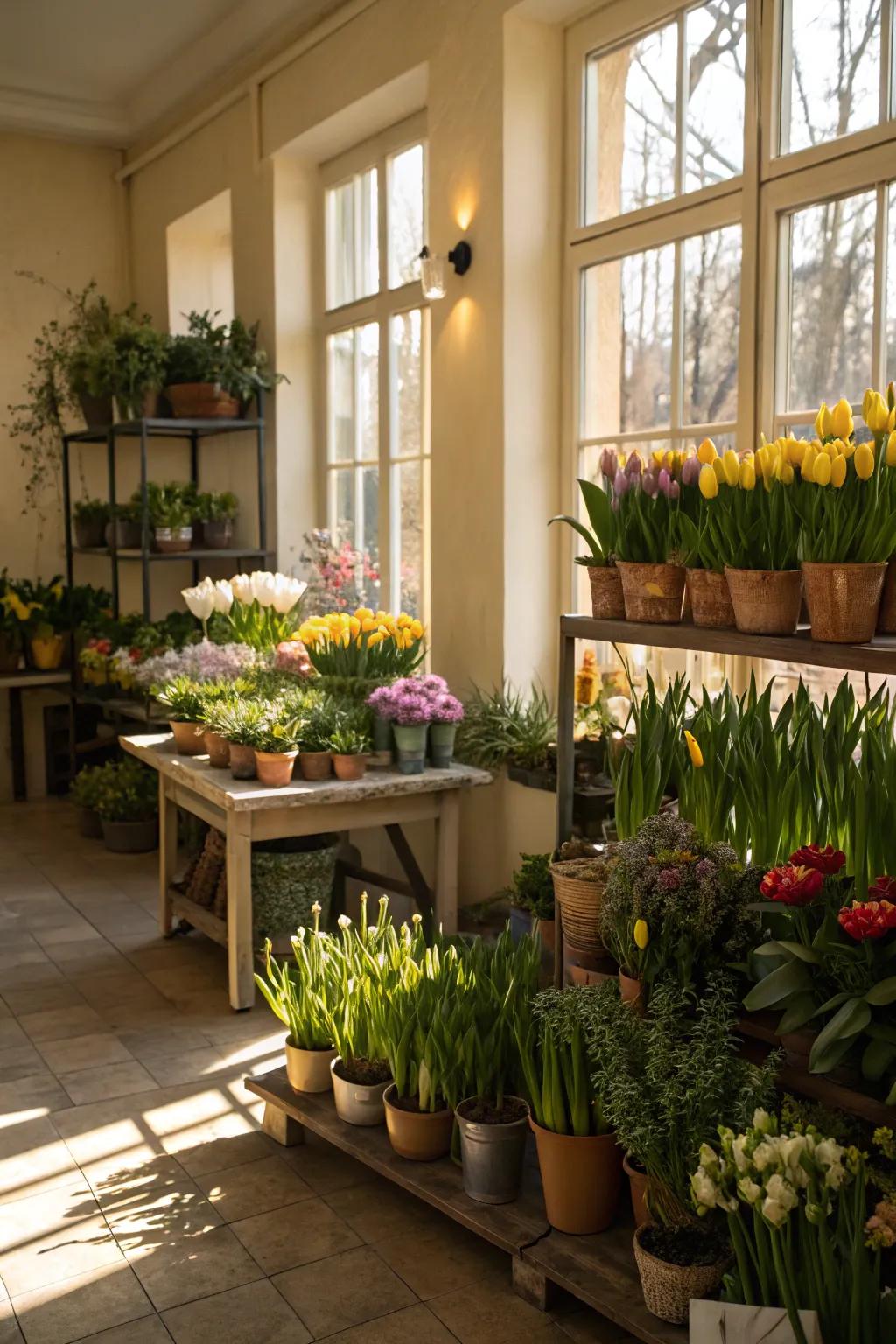 The freshness and natural ambiance of indoor plants greatly enhance spring decor.