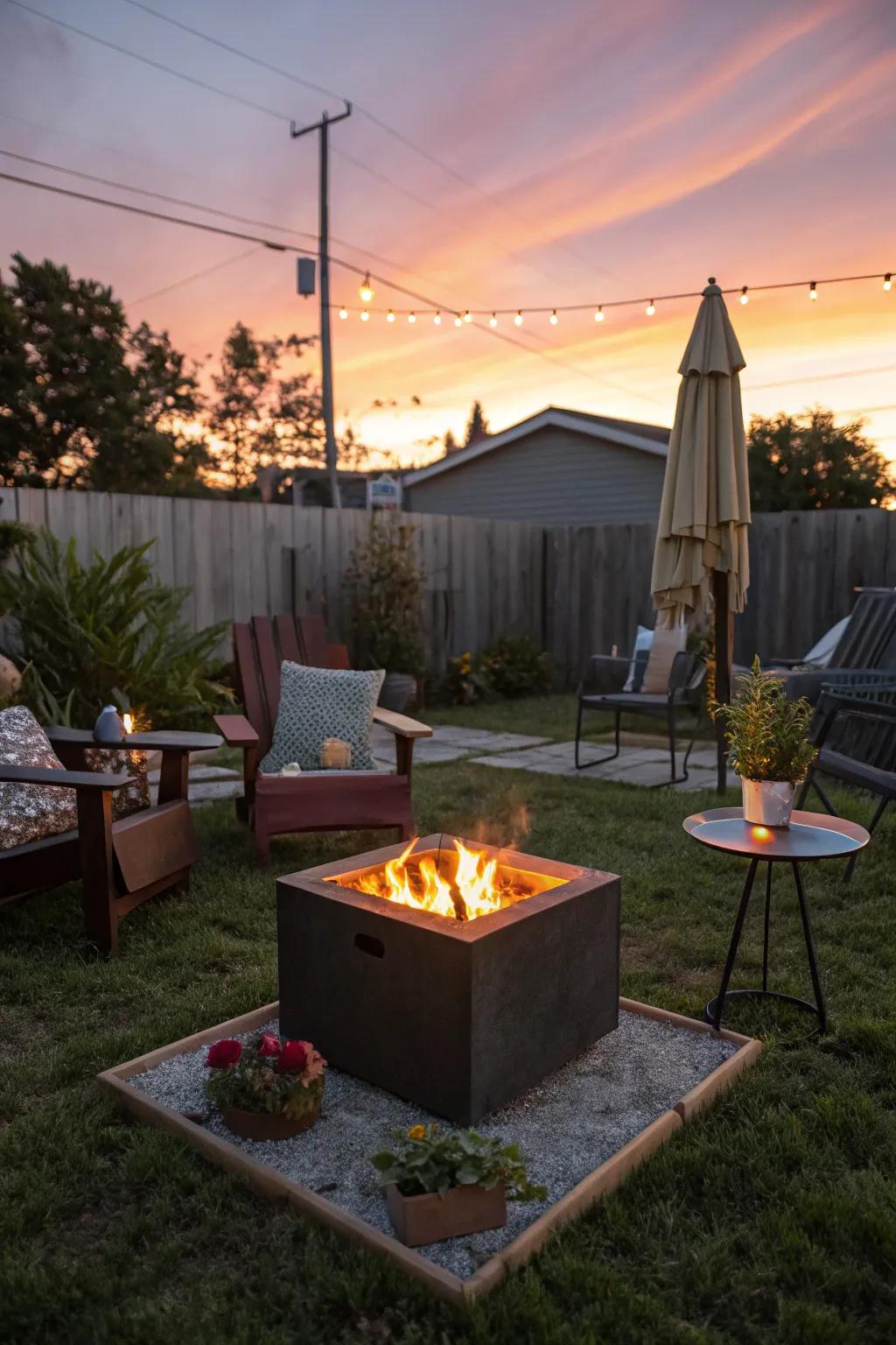 Relocatable fire pits provide flexibility and convenience.