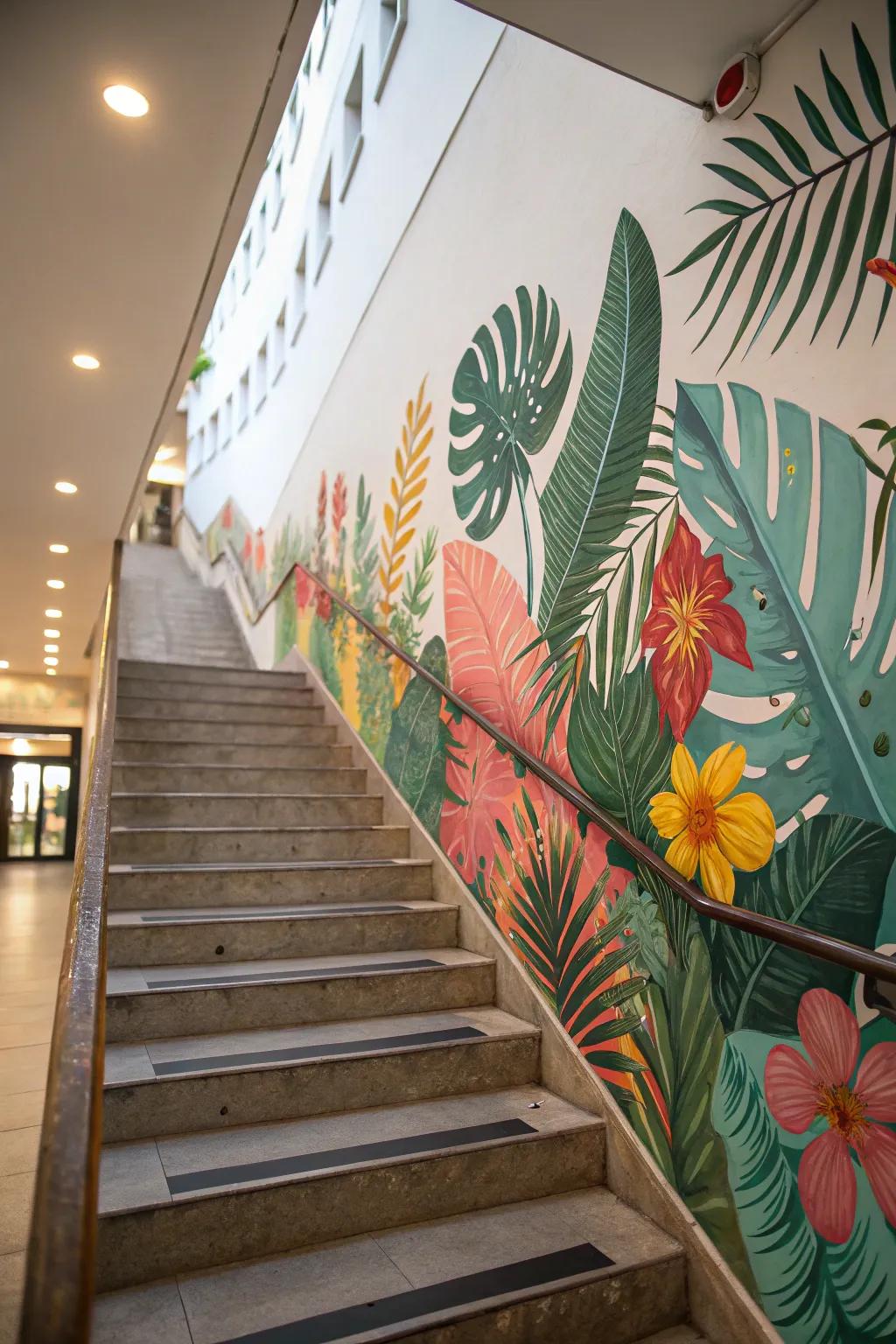 Convert your staircase into a tropical escape.