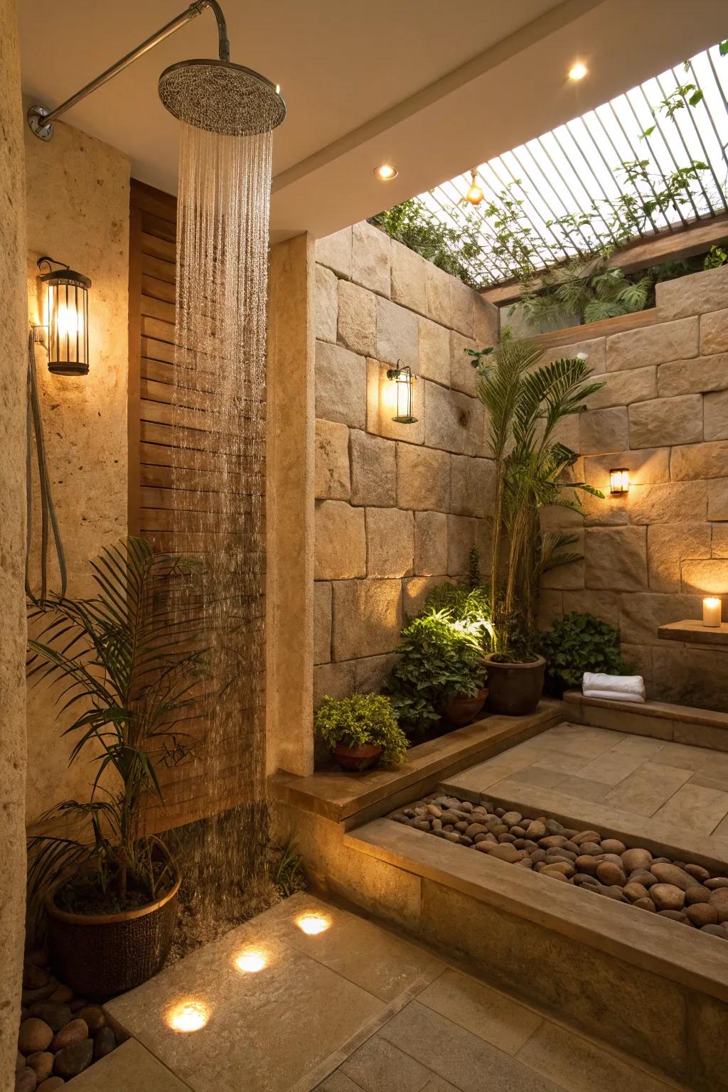 Metamorphose your bathroom into a spa-resembling haven incorporating rock constituents.