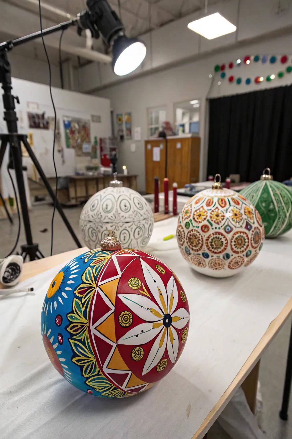 Painted ornaments present an energetic and bespoke element.