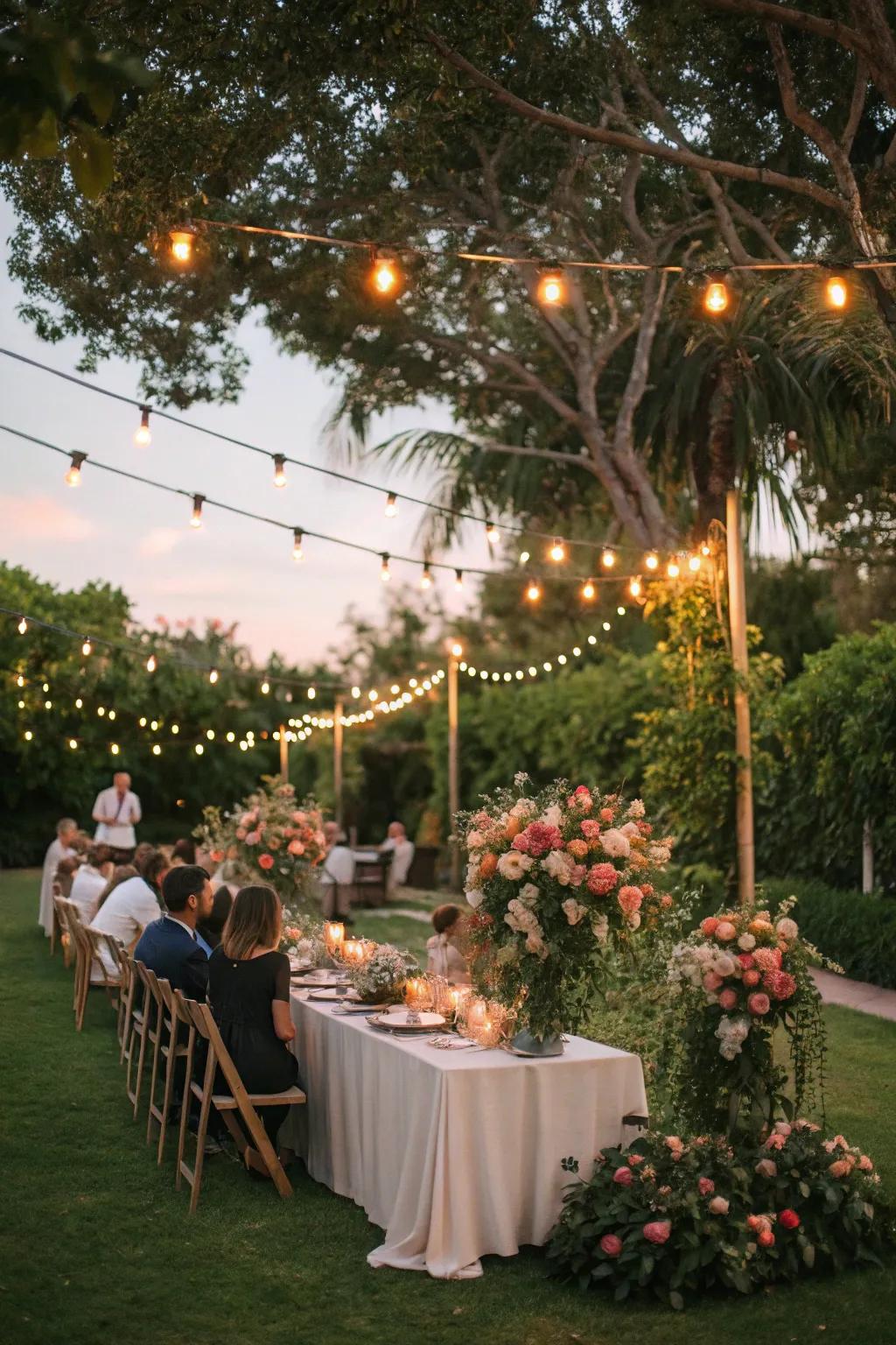 A garden gala beneath the celestial sky cultivates an alluring birthday festivity.