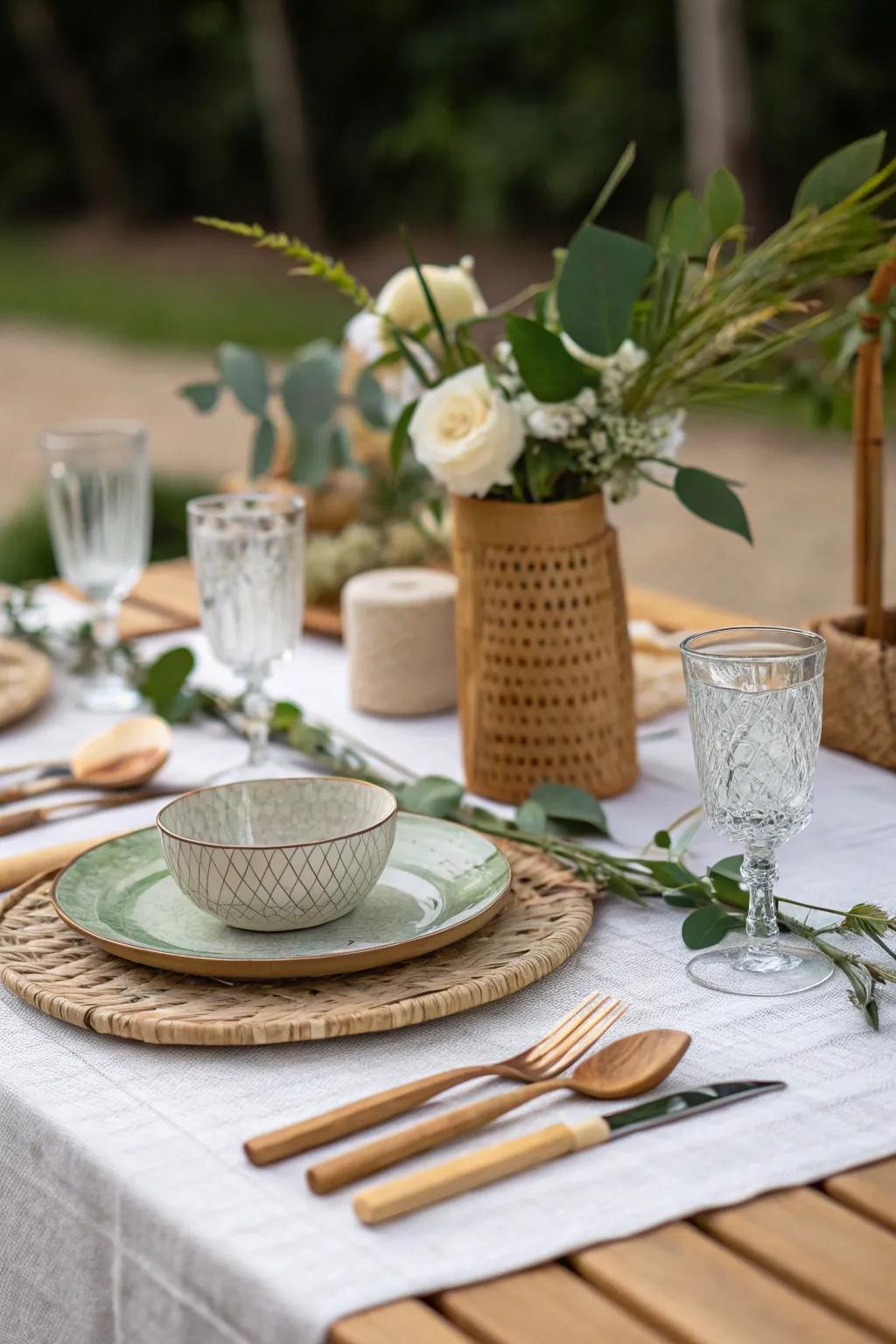 An eco-friendly table setting for mindful gatherings.