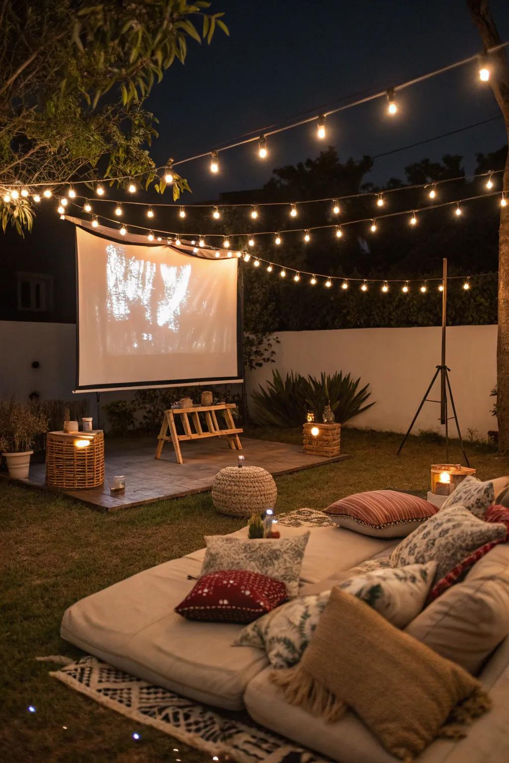 Relish a cinematic experience under the stars with a movie night outdoors.