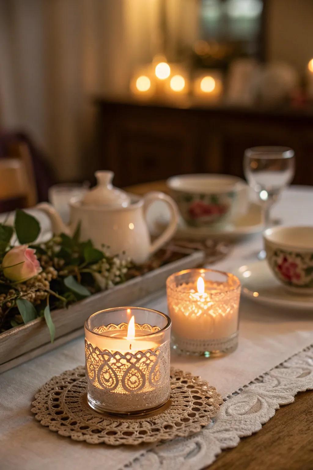 Candles impart a sense of warmth and invitation to your tea party.