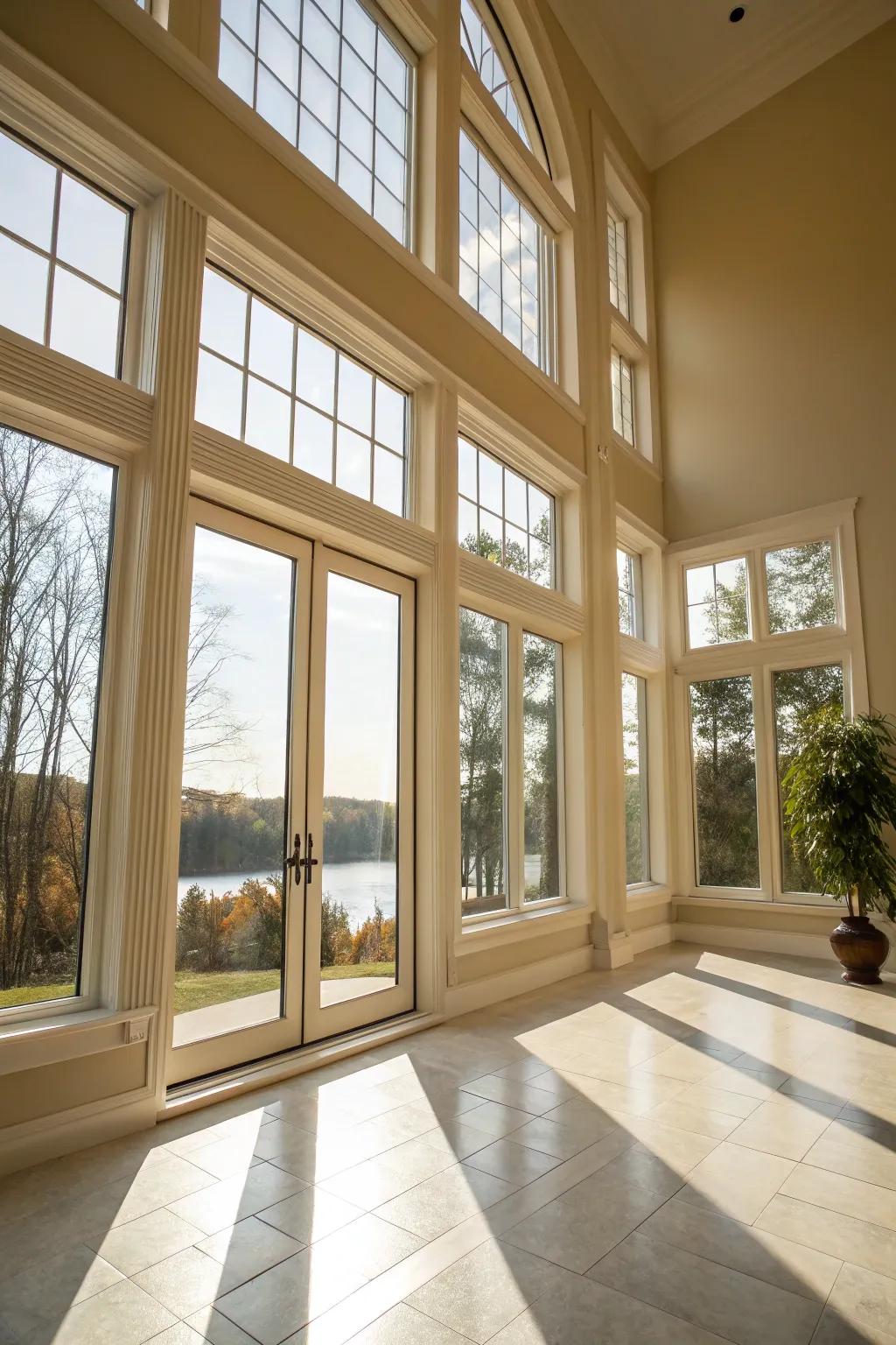 Unadorned windows showcase innate splendor and illumination.