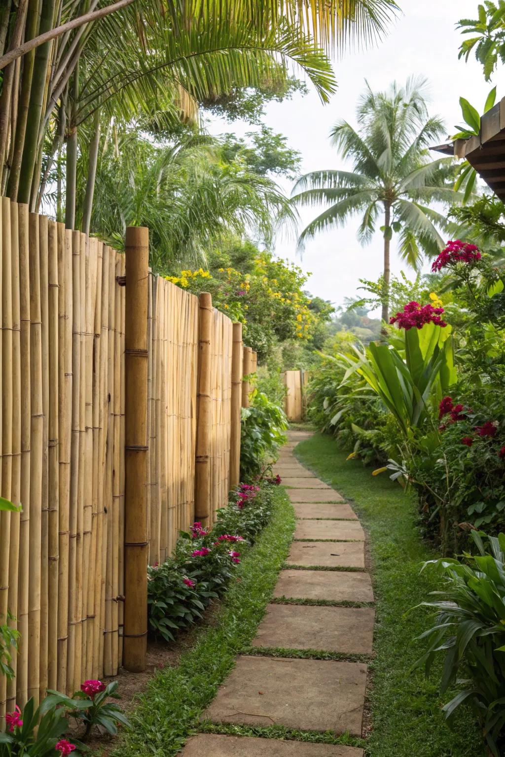 Cane matting establishes a tranquil and natural backdrop for any garden.