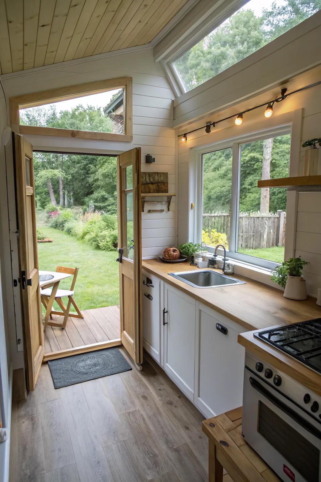 Hinged panes extend both airflow and safeguard against inclement weather conditions.