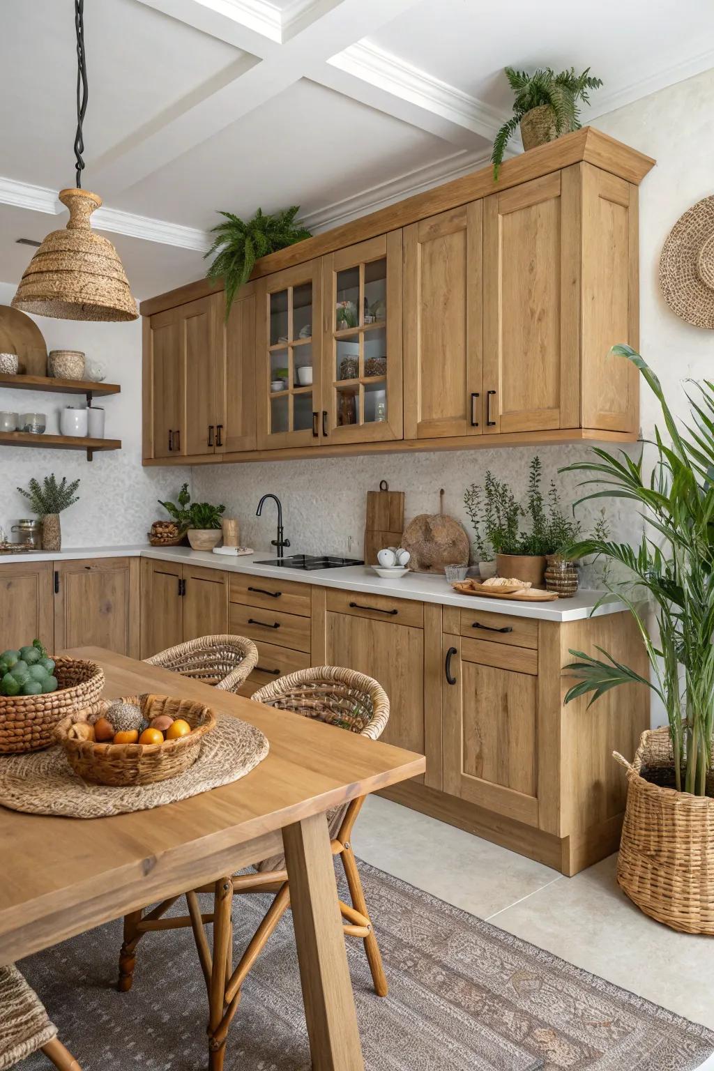 Inherent wood finishes contribute warmth and a timeless charm to your kitchen.