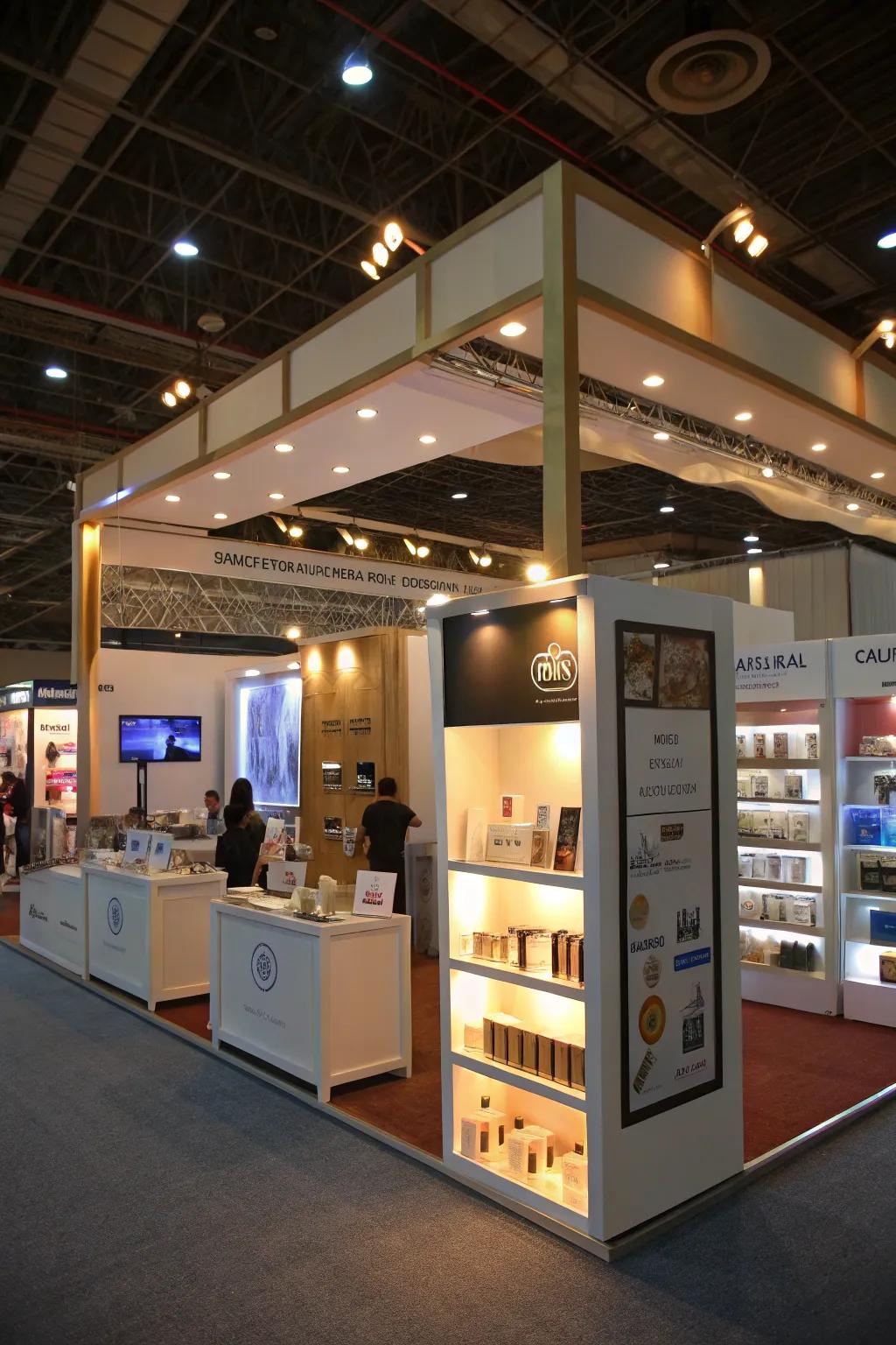 The optimal combination of ambient and accent lighting for an enjoyable trade show setting.