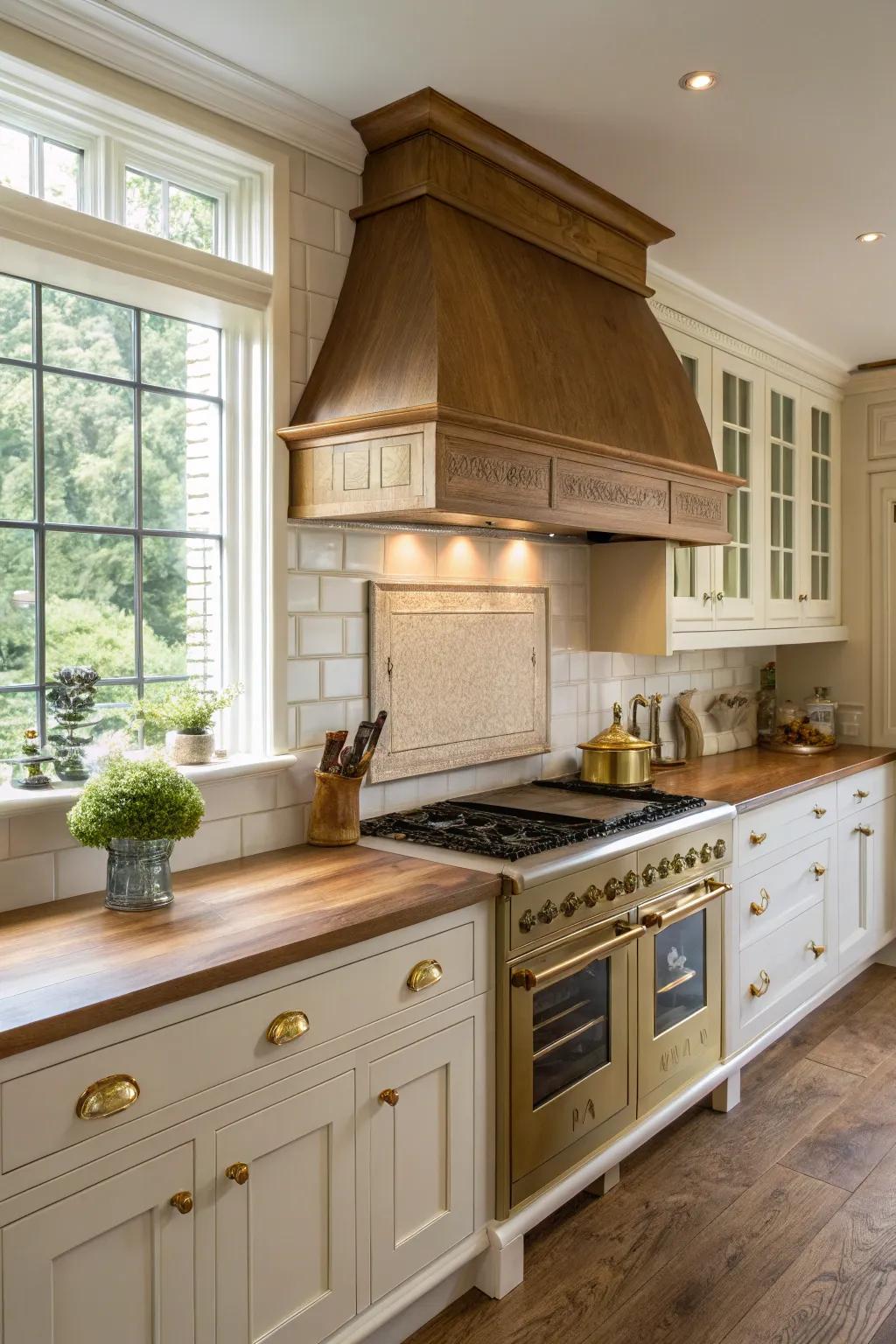 Shaker-inspired cabinets emphasize the traditional design.
