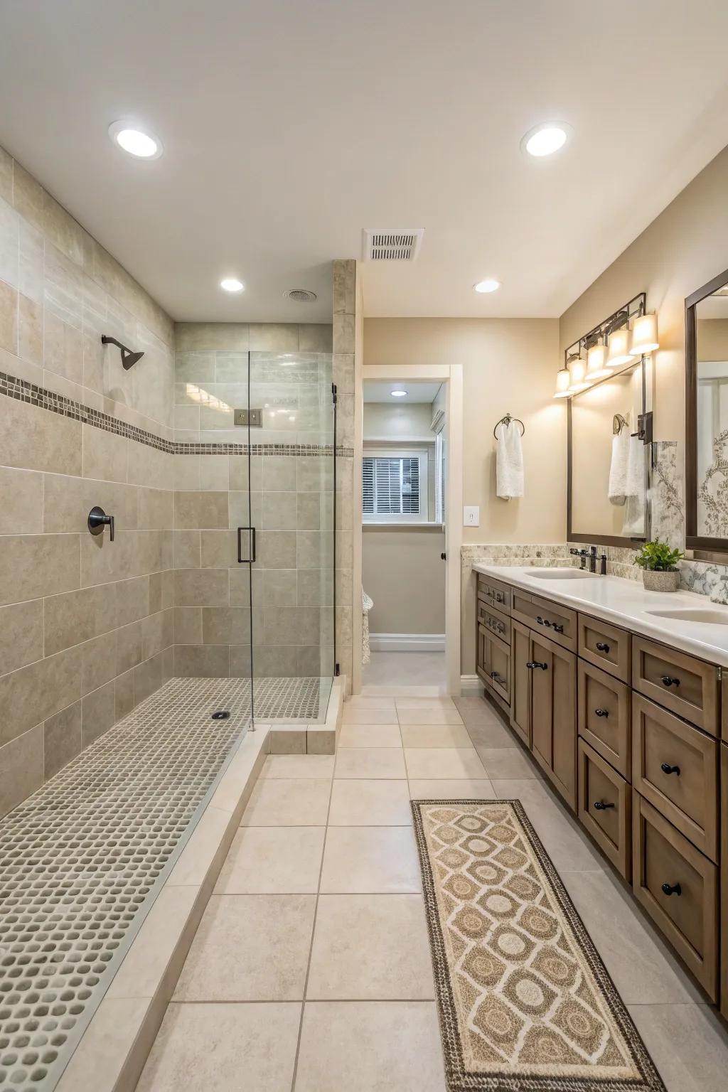 Maintain refinement through bathing space tile integrations.