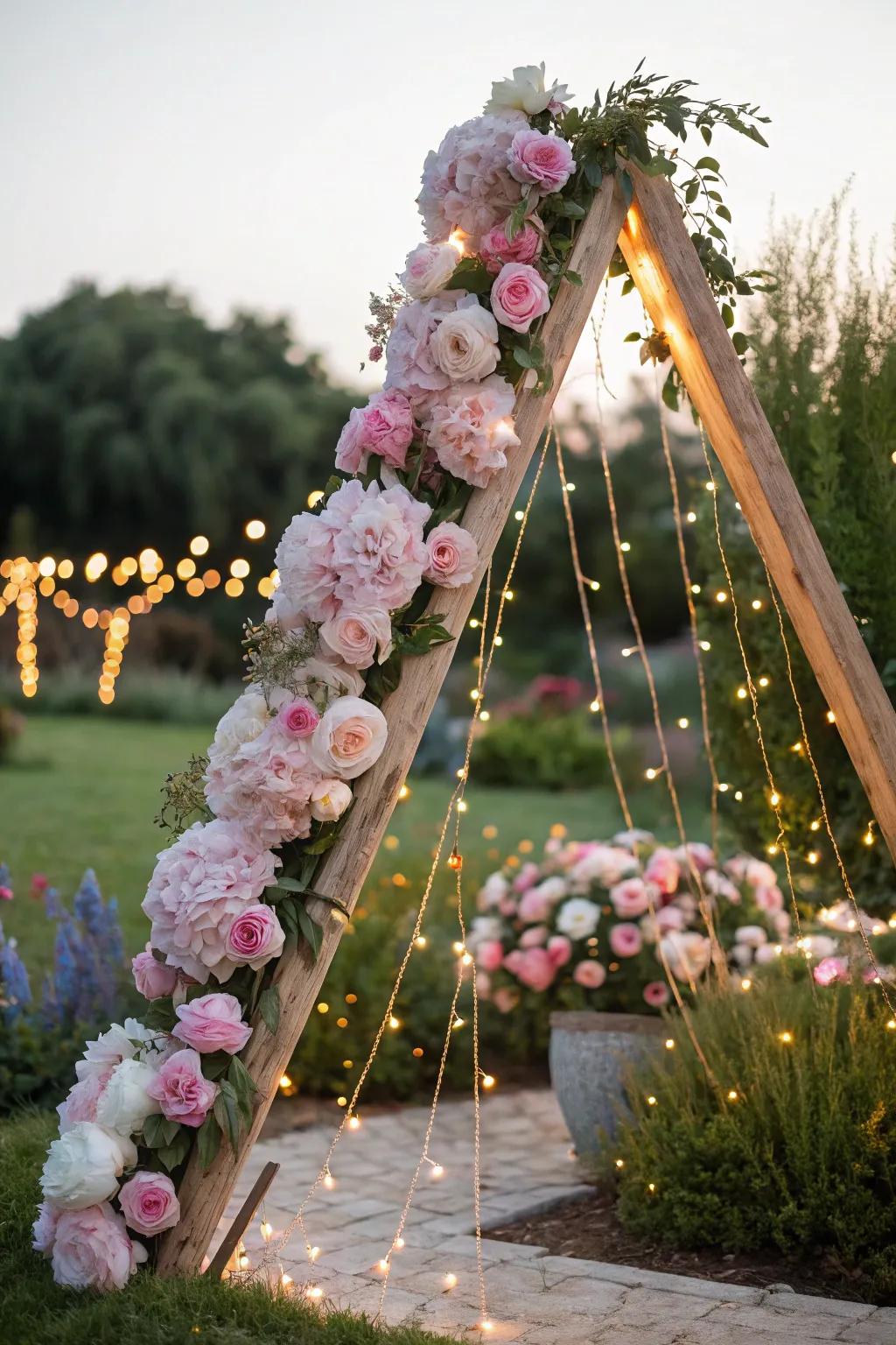 A romantic triangle arch ideal for garden weddings or events.