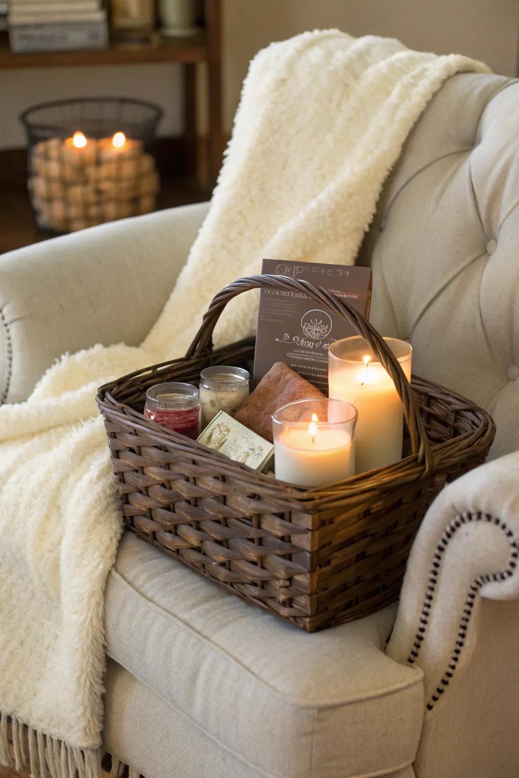 A cozy basket perfect for snuggling up.