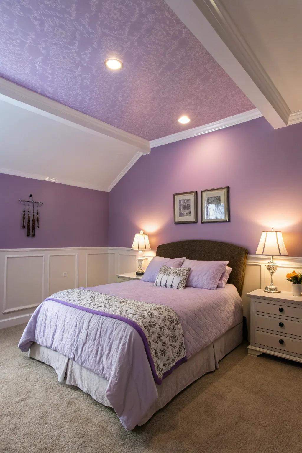 Lilac walls and overhead for optimum relaxation.