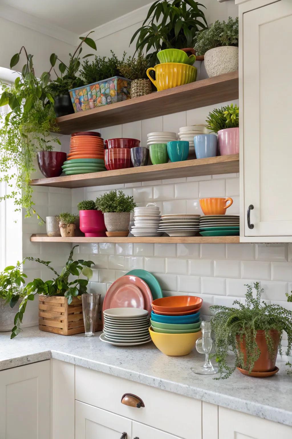 Open displaying brings both function and charm to your kitchen.