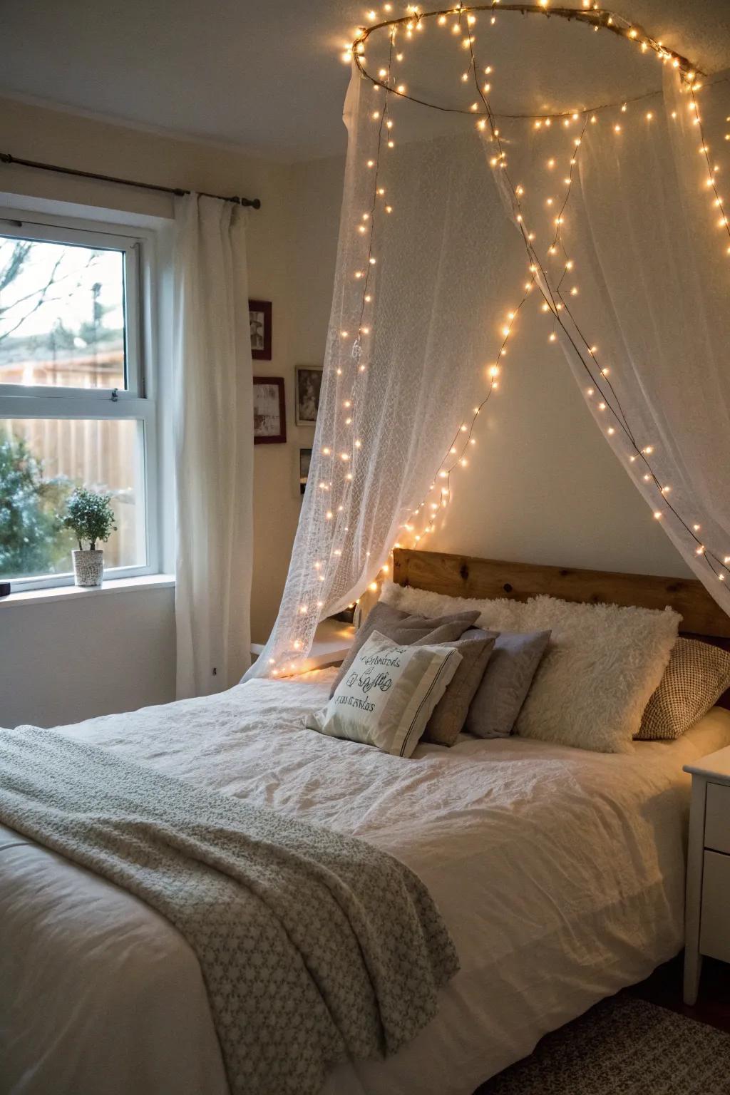 Whimsical lights contribute a hint of magic to your Valentine's decor.