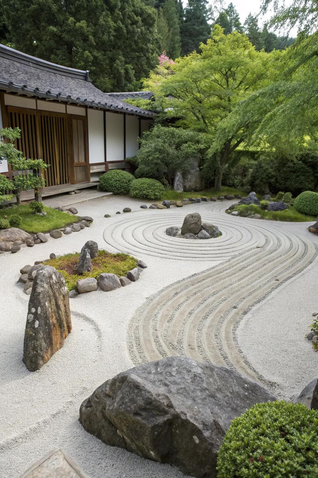 Discover your tranquility in an orbicular Zen garden labyrinth.