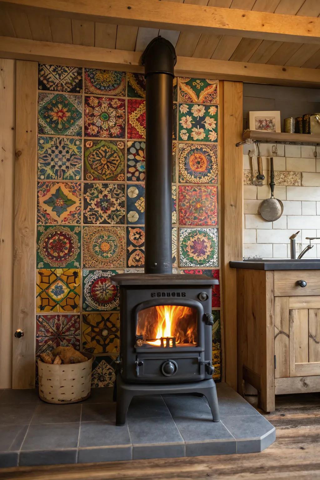Decorative tiles infuse creative flair and color to your heater's backdrop.