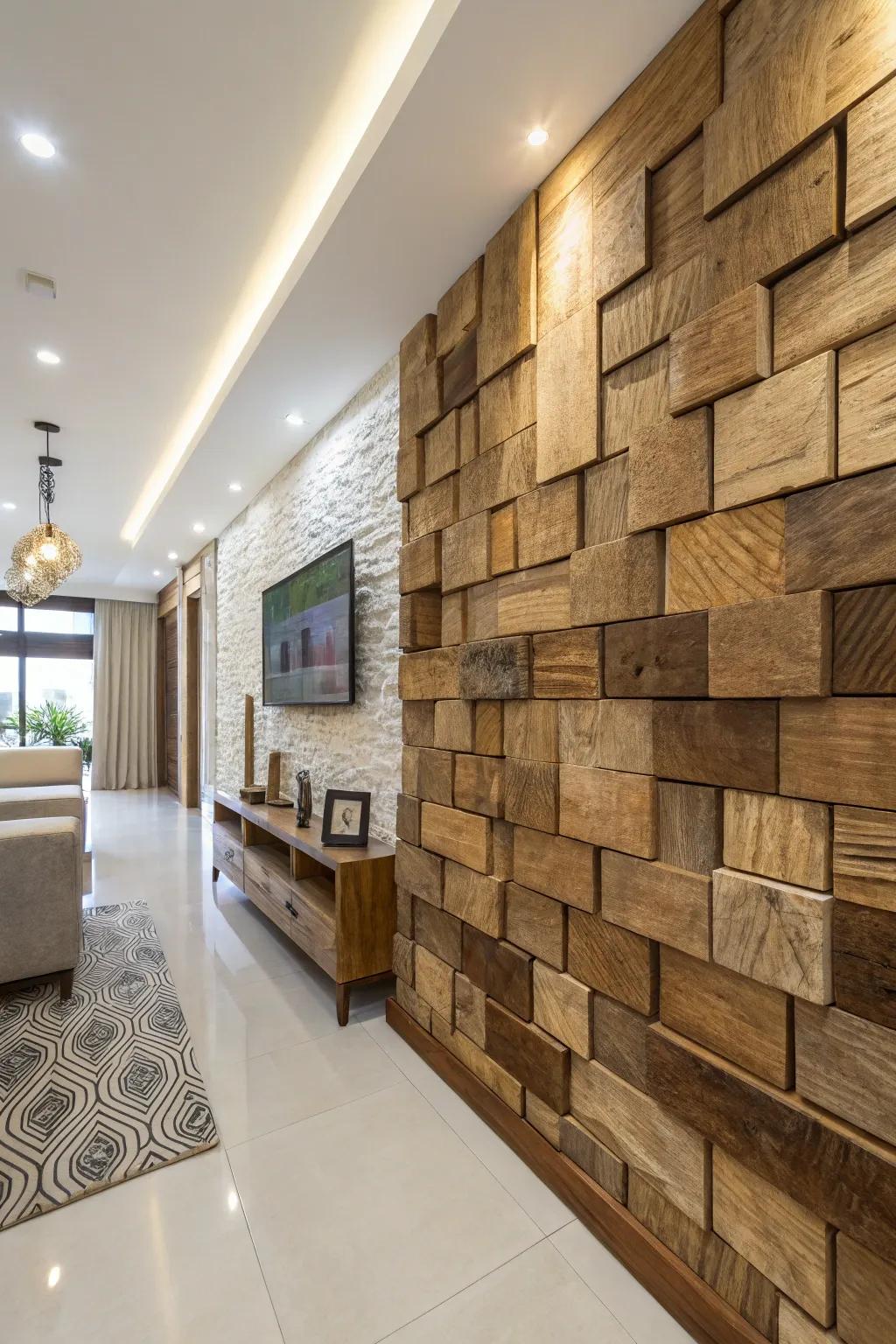 3D wooden wall designs.