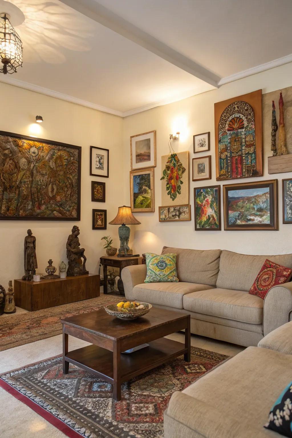 Diverse media displays offer an engaging sensory experience.