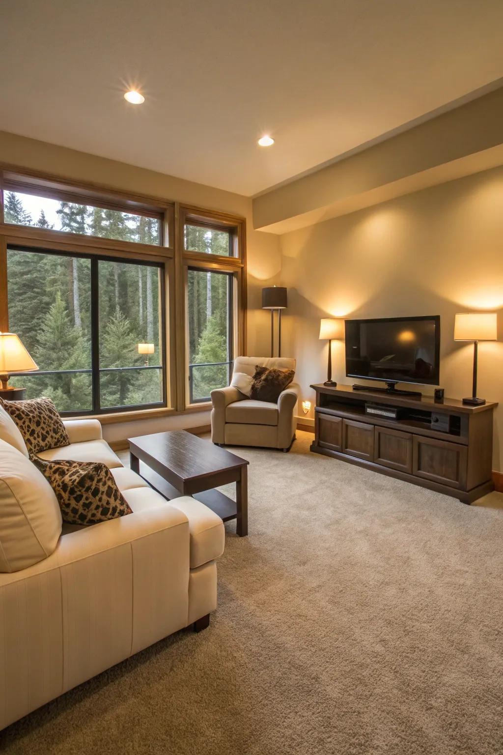Carpets rich in texture provide comfort and visual interest.