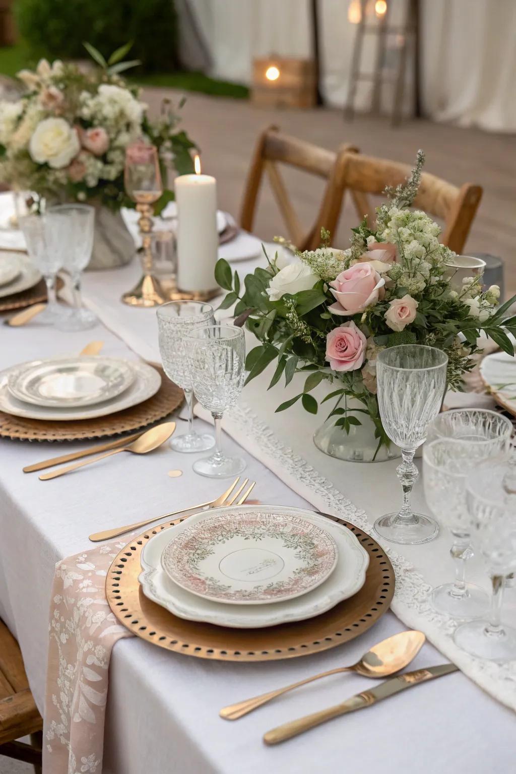 Elegant tableware establishes the atmosphere for your reception.
