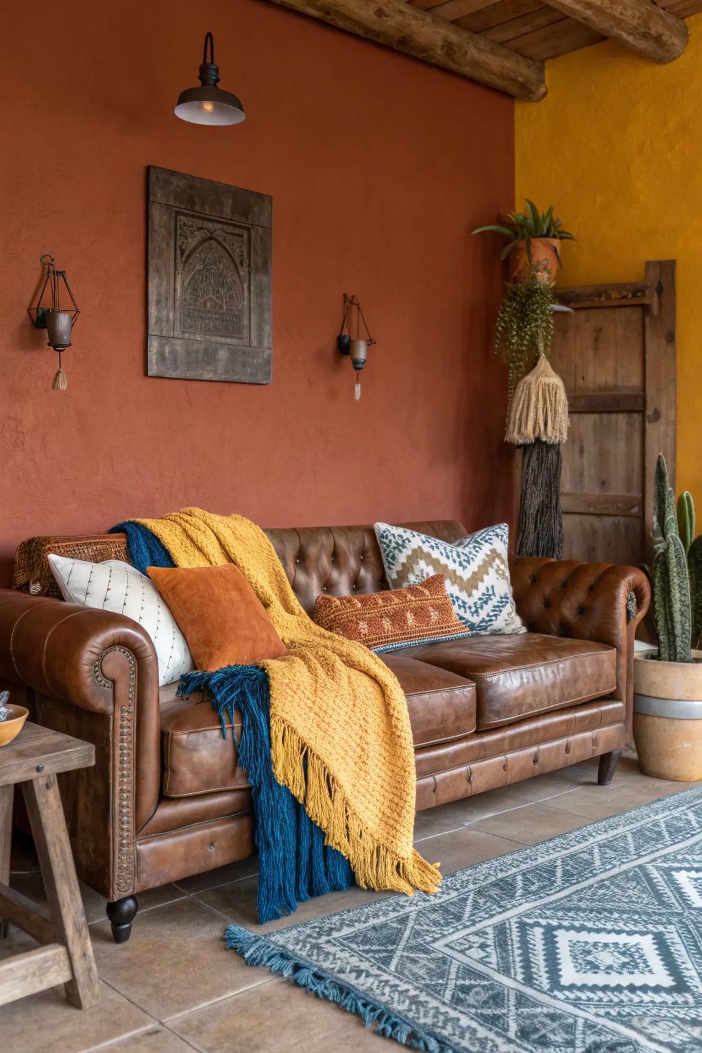 For a warm and welcoming atmosphere, natural hues work well.