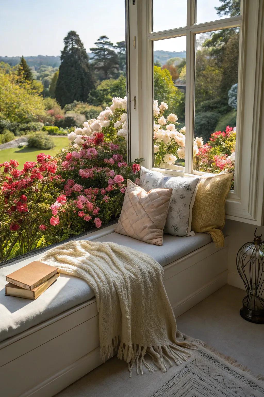 Window seats are ideal for peaceful reading areas.