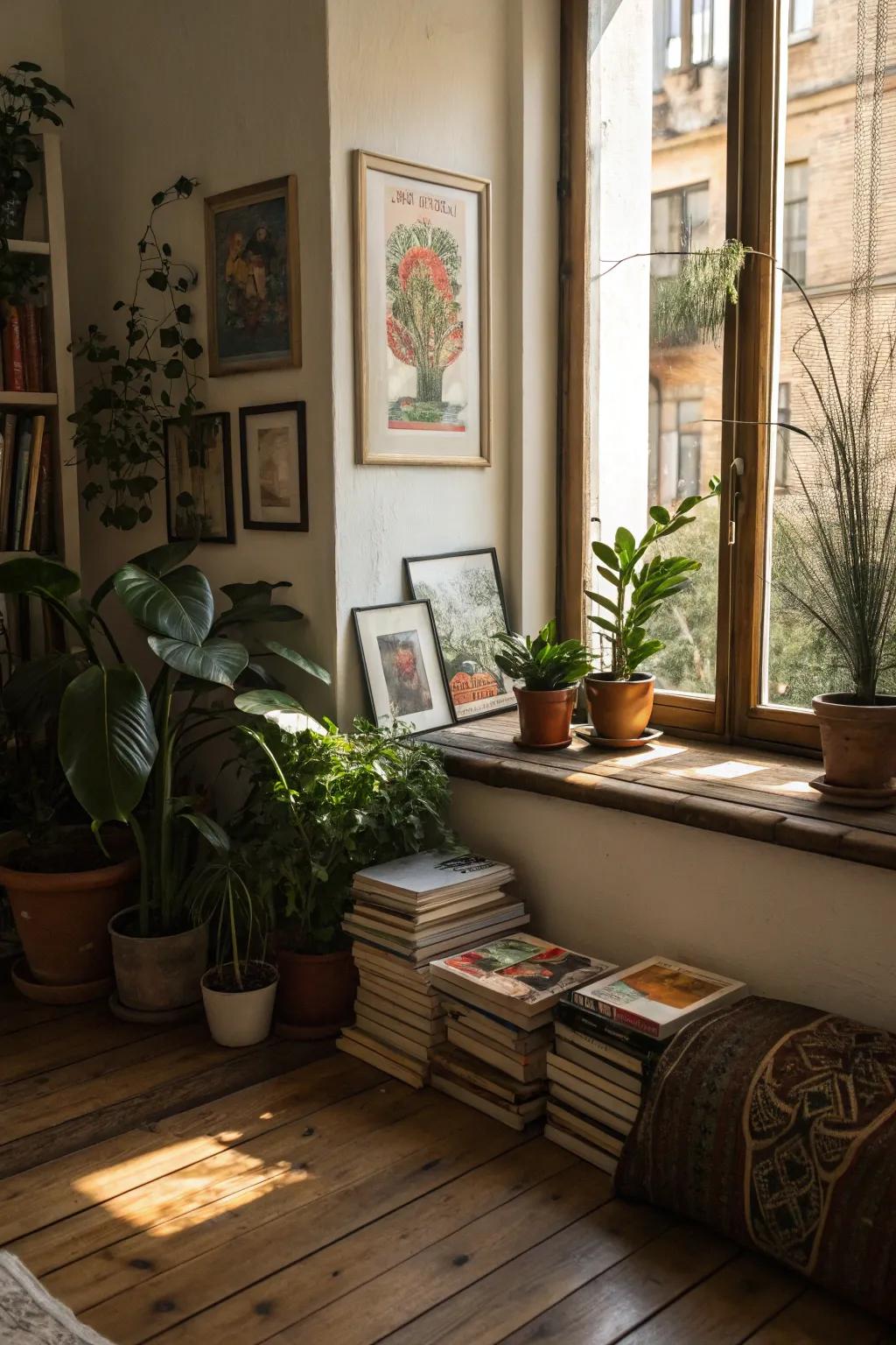 Ornamental accents personalize your window relaxation area.
