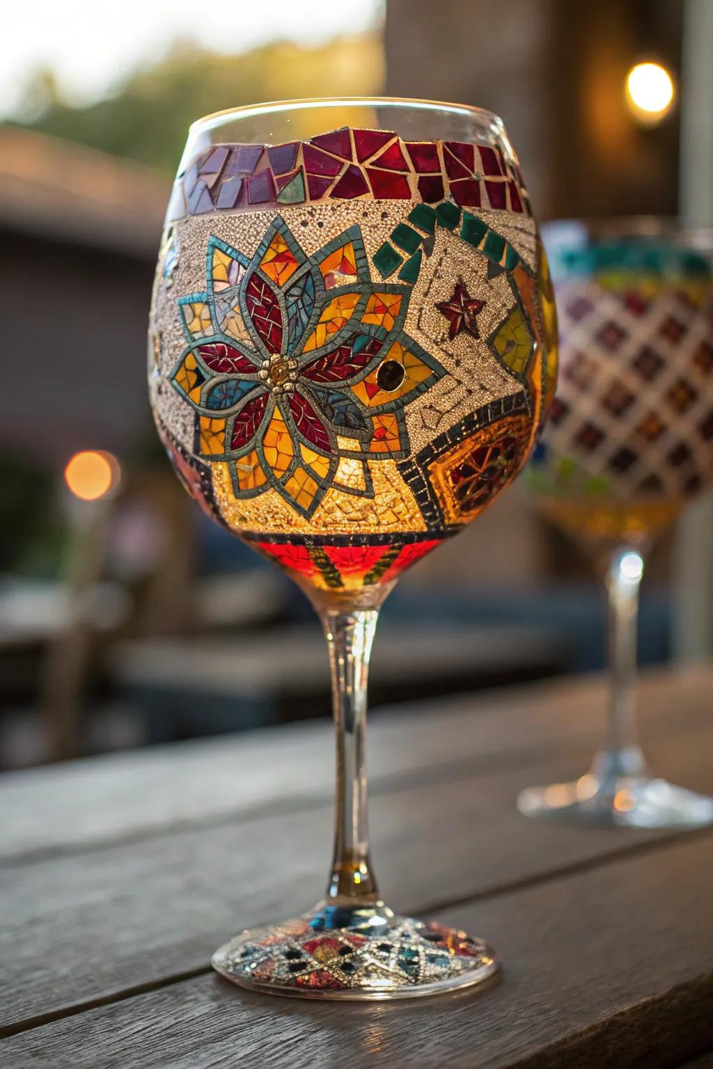 Geometric patterns offer a modern twist to traditional glassware.