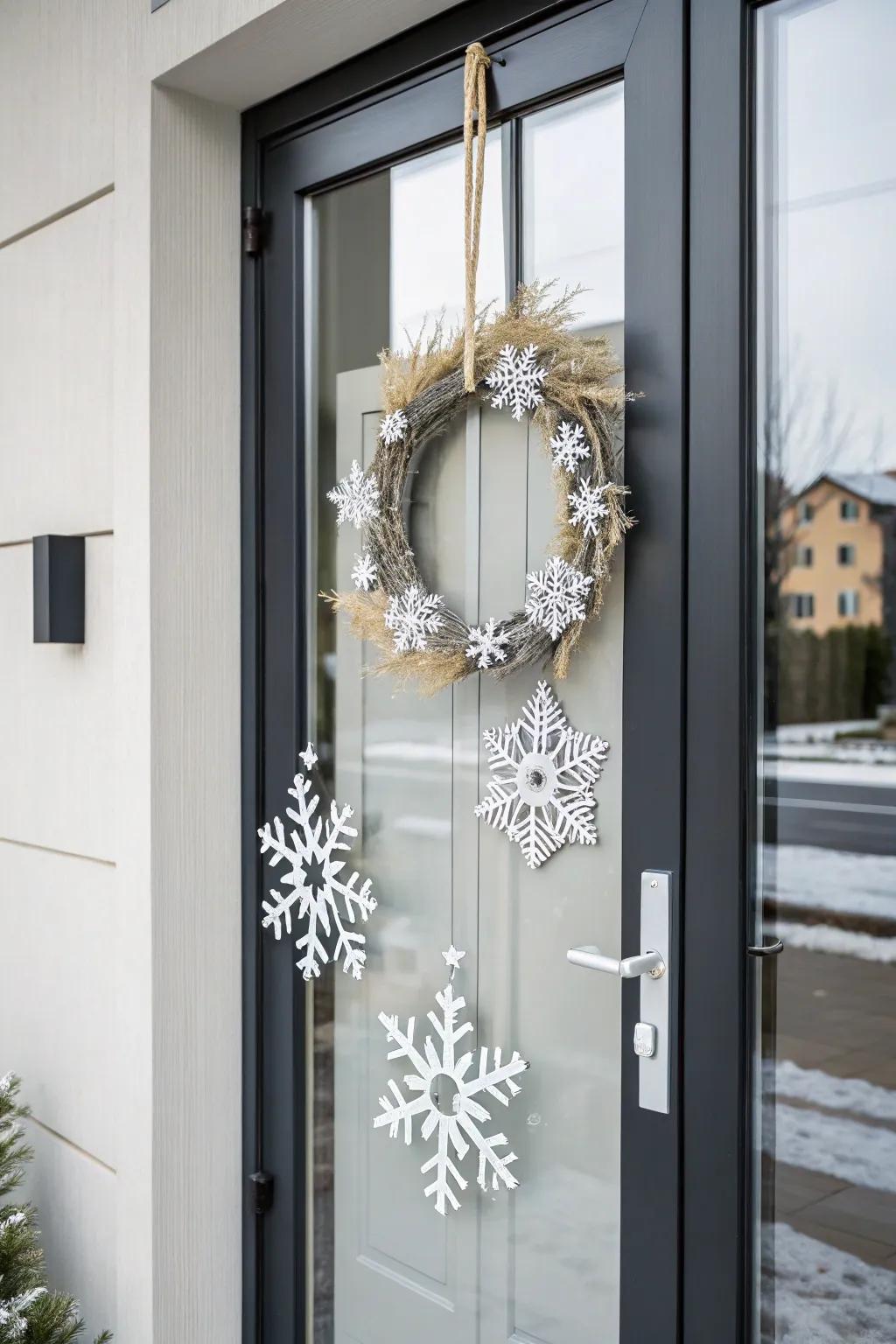 An understated snowflake arrangement introduces a stylish nuance to winter aesthetics.