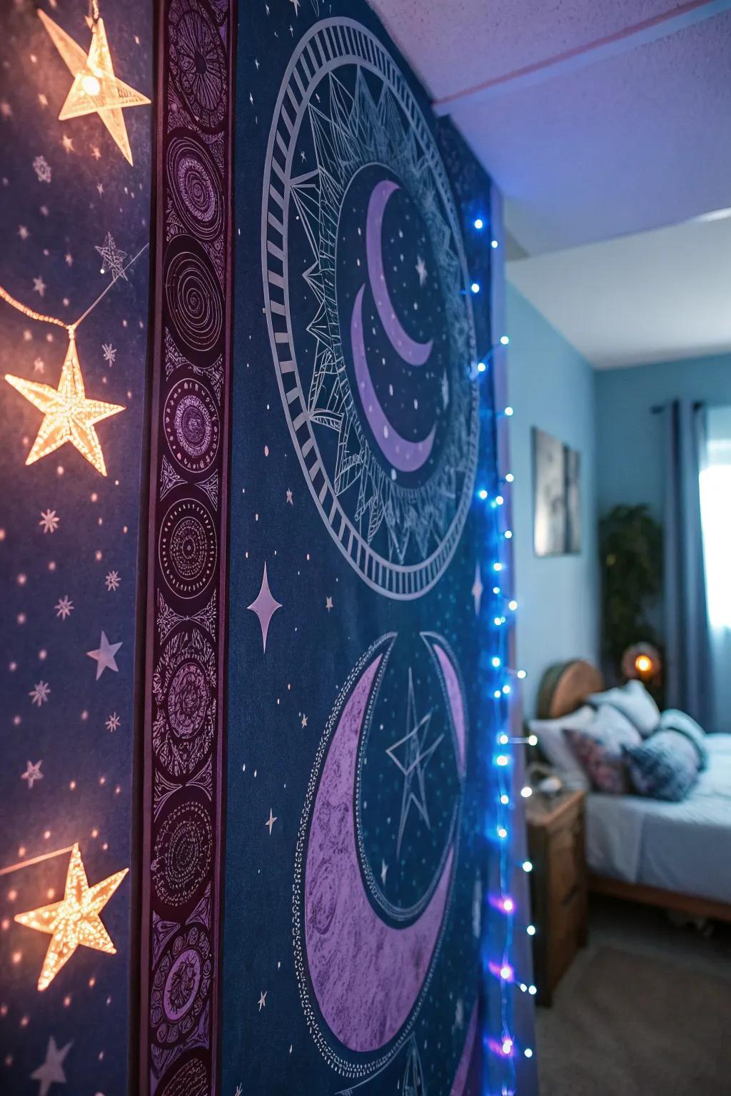 Mystic glyphs contribute a celestial touch to your magical sanctuary.