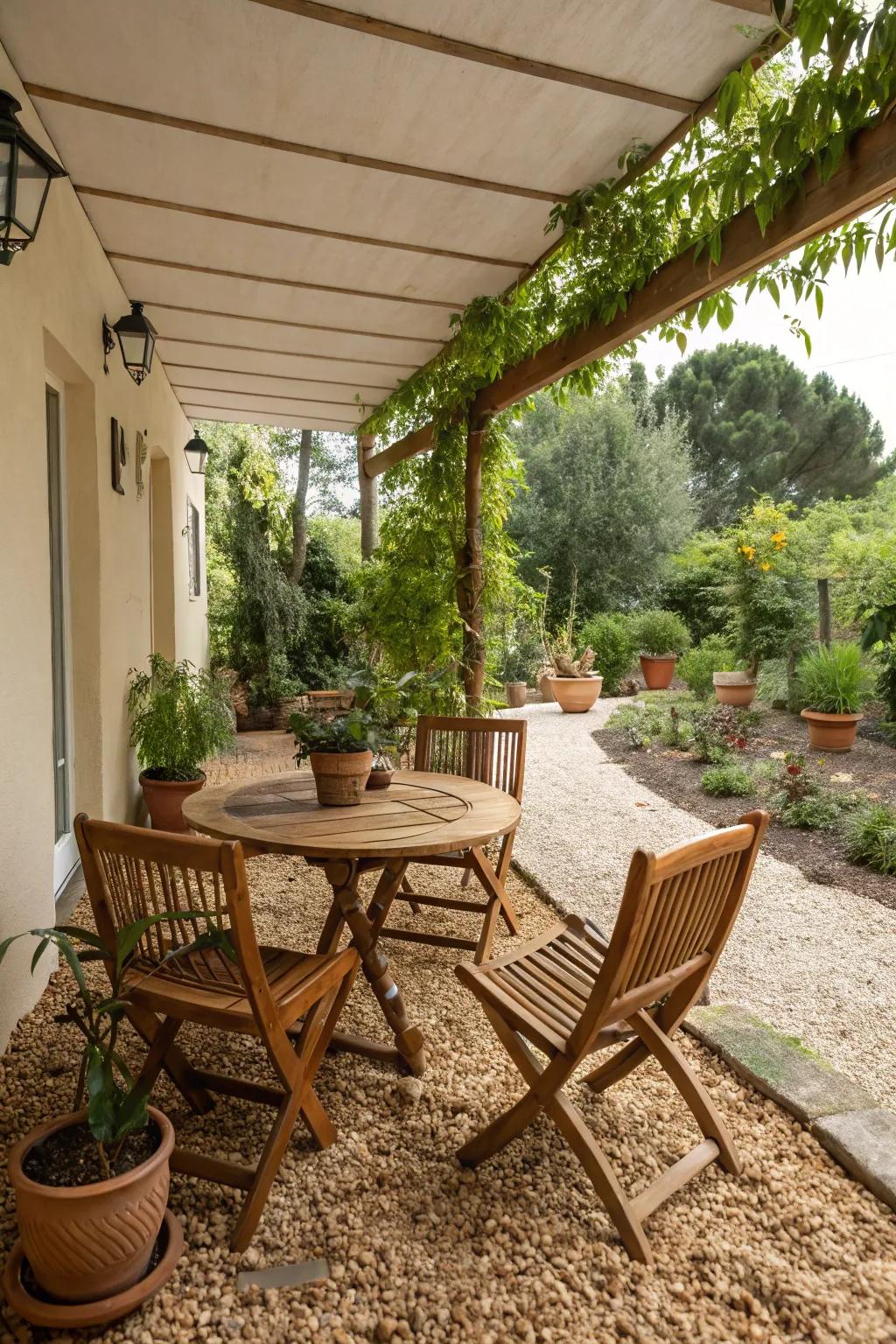 Timber fragments establish a comfortable and welcoming terrace space.