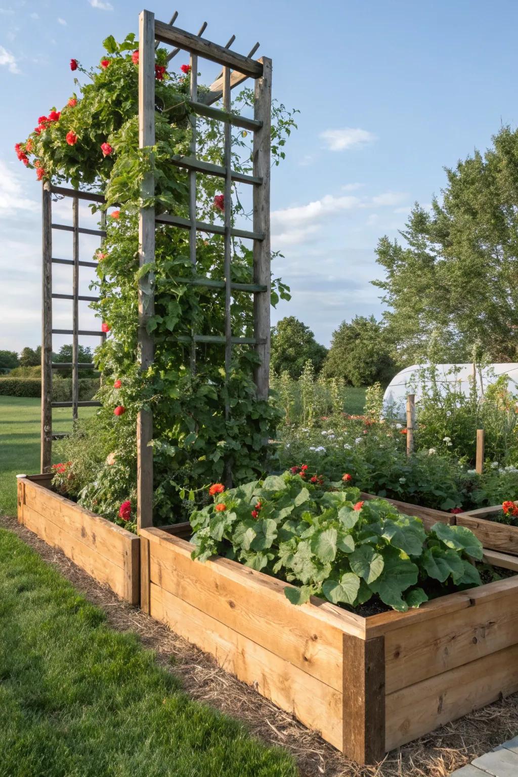 Frames inject vertical fascination into your garden beds.
