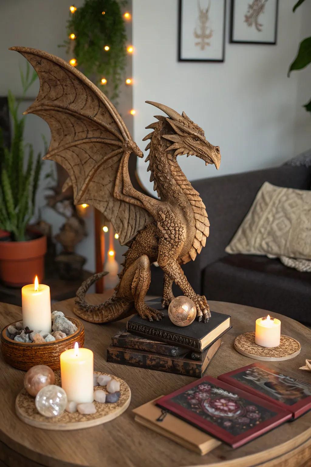 Release your imagination with a mythical-themed wooden art piece.