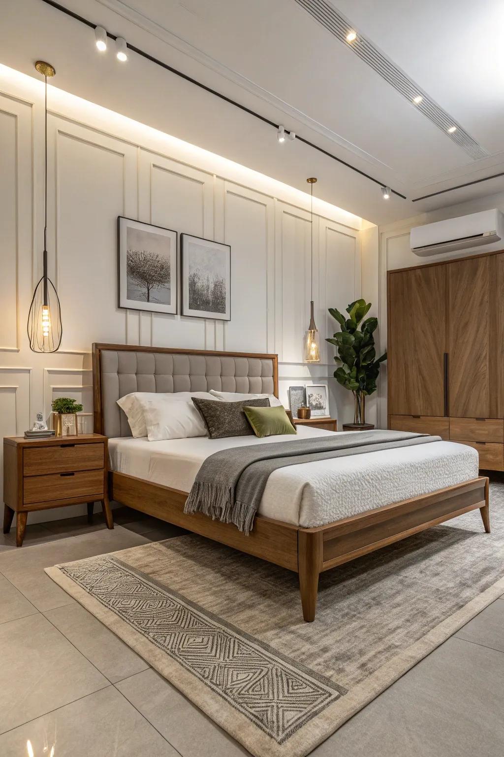 Modern and sleek wood bed design for a contemporary home.