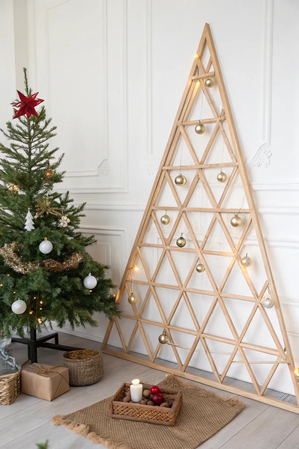 A contemporary open-frame tree that provides beauty without dominating the area.