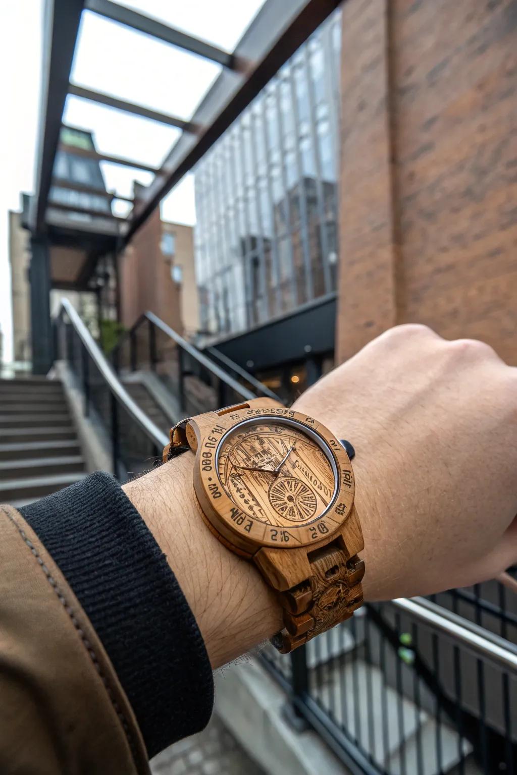 Inscribed timber timepieces fuse refinement with inherent allure.