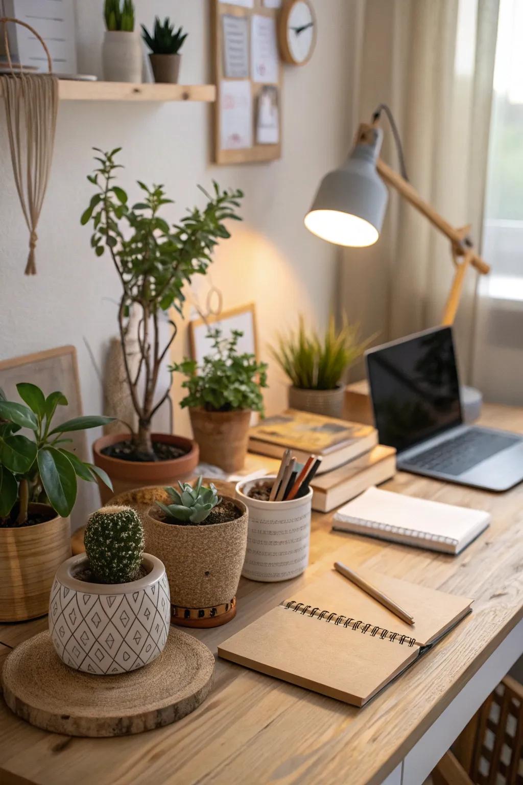Plants contribute a refreshing element to your workplace.