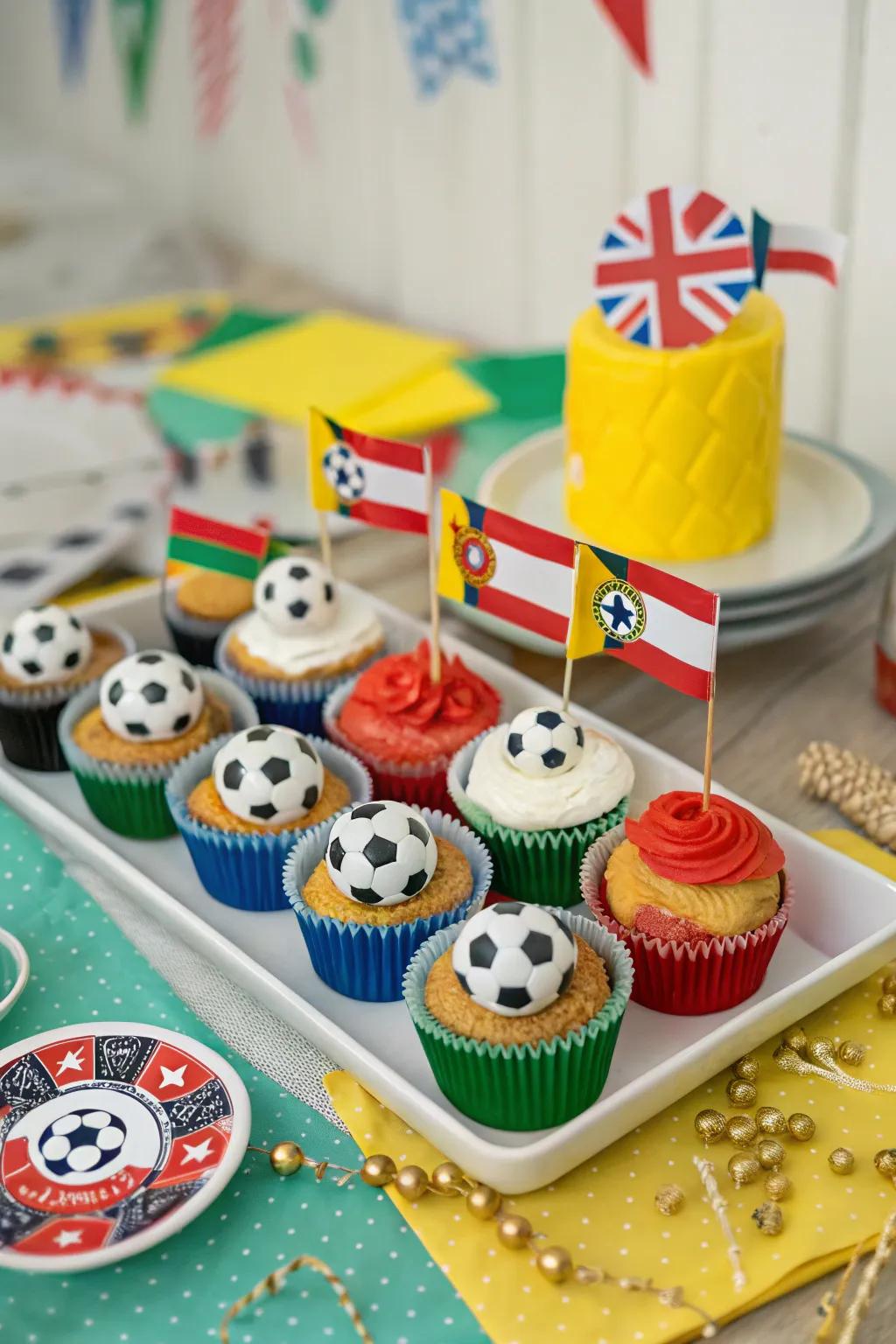 Cupcakes that express team spirit and give a sweet touch to the party.