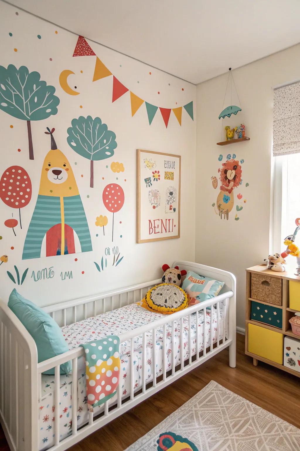 Wall stickers provide a playful element that evolves with your child’s tastes.