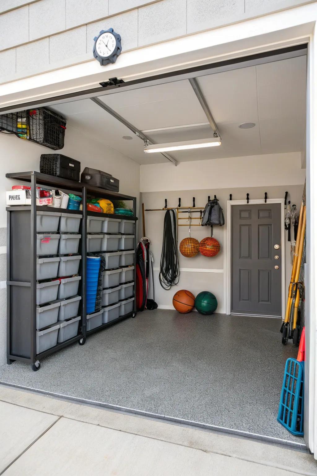 Designate a specific area for all sports equipment to maintain organized.