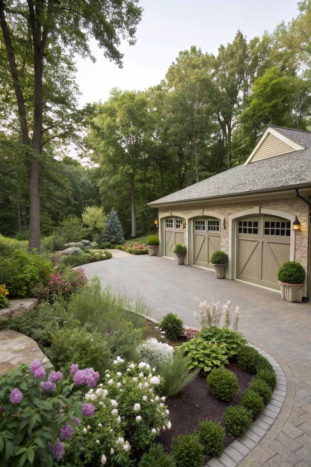 Seamlessly incorporate your garage with lush landscaping.
