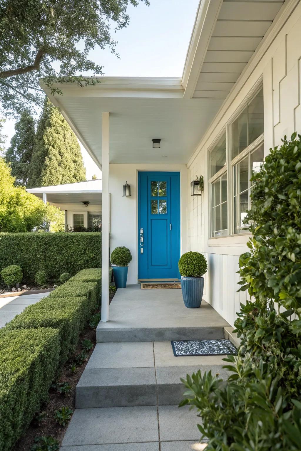 A splash of color breathes vitality into a contemporary front porch.