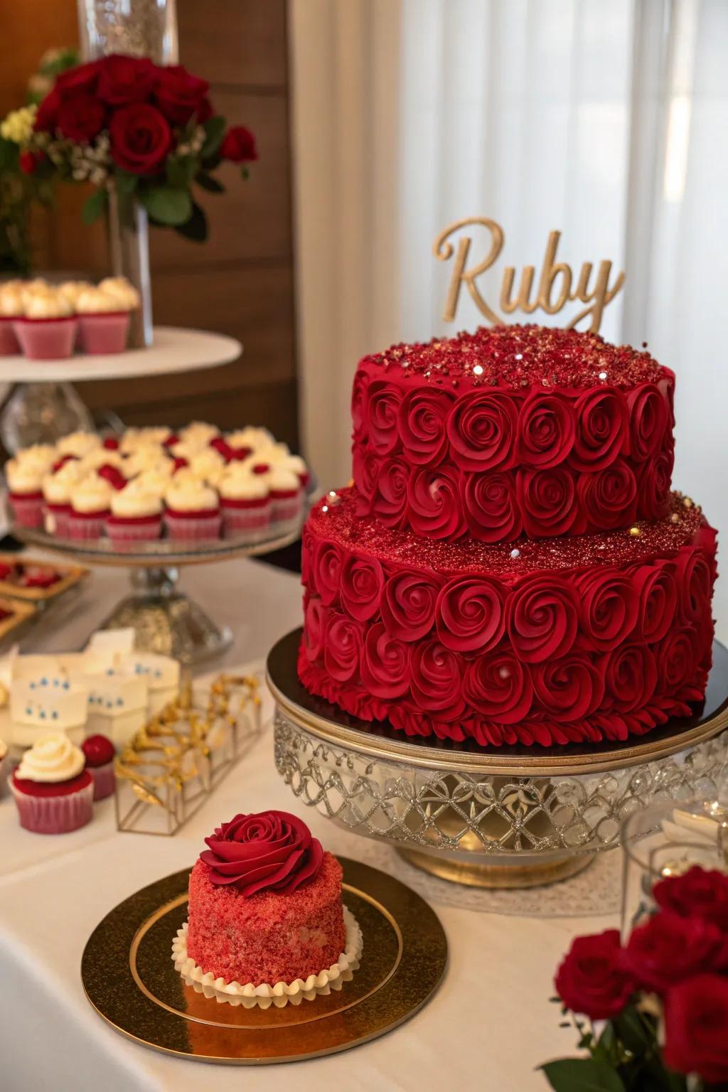 A ruby-themed cake that commands attention.