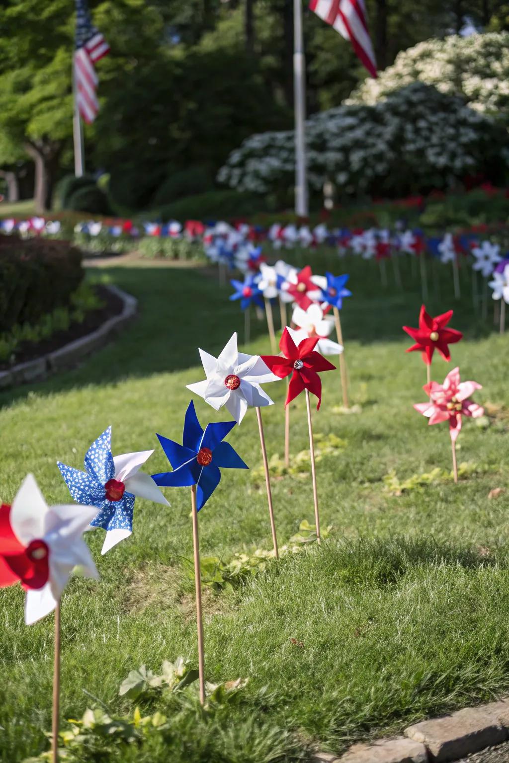 Paper twirlers contribute a whimsical sensation to any exterior space.