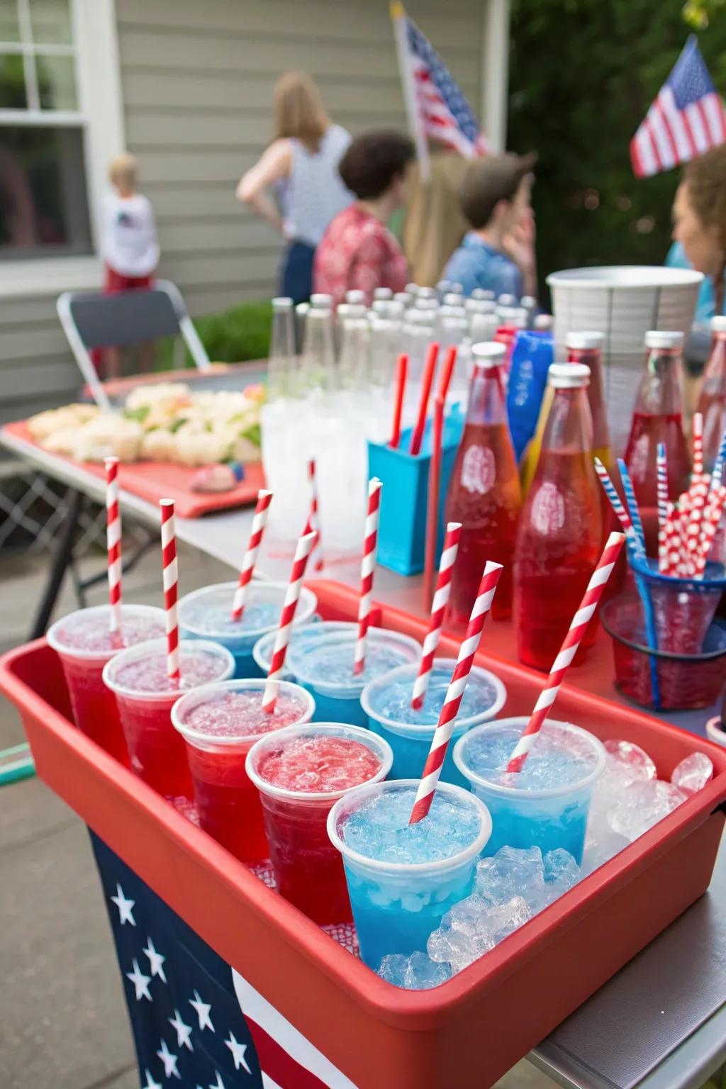 A well-decorated beverage center ensures a steady flow of drinks and delighted attendees.