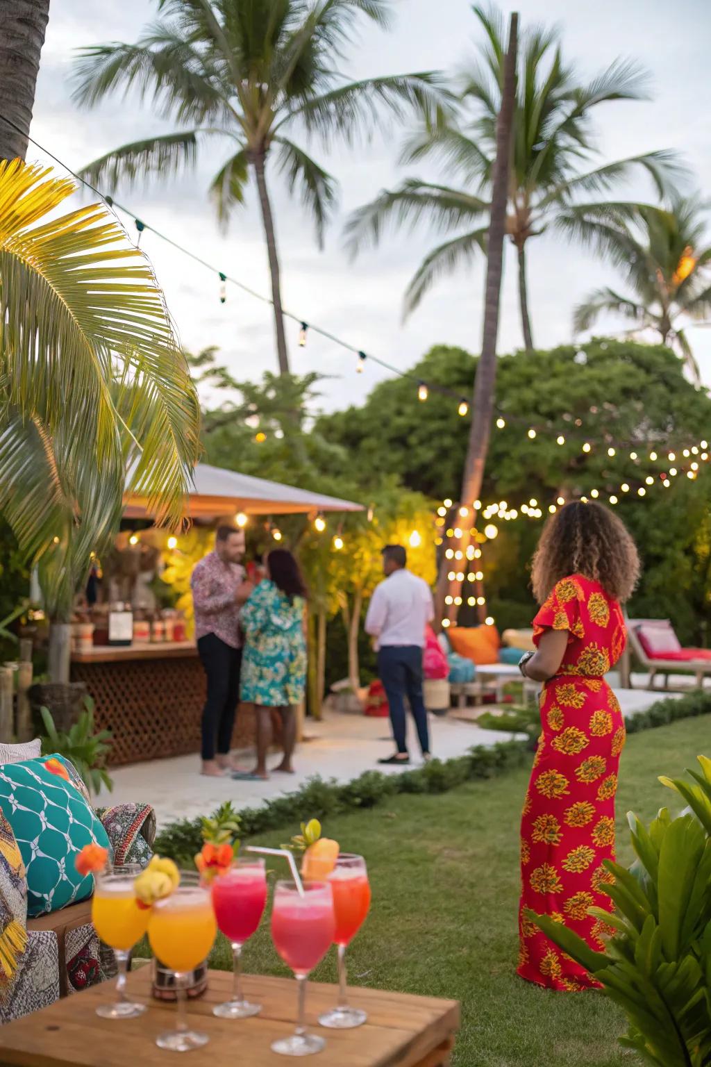 Transport guests to a tropical paradise with vibrant decorations.