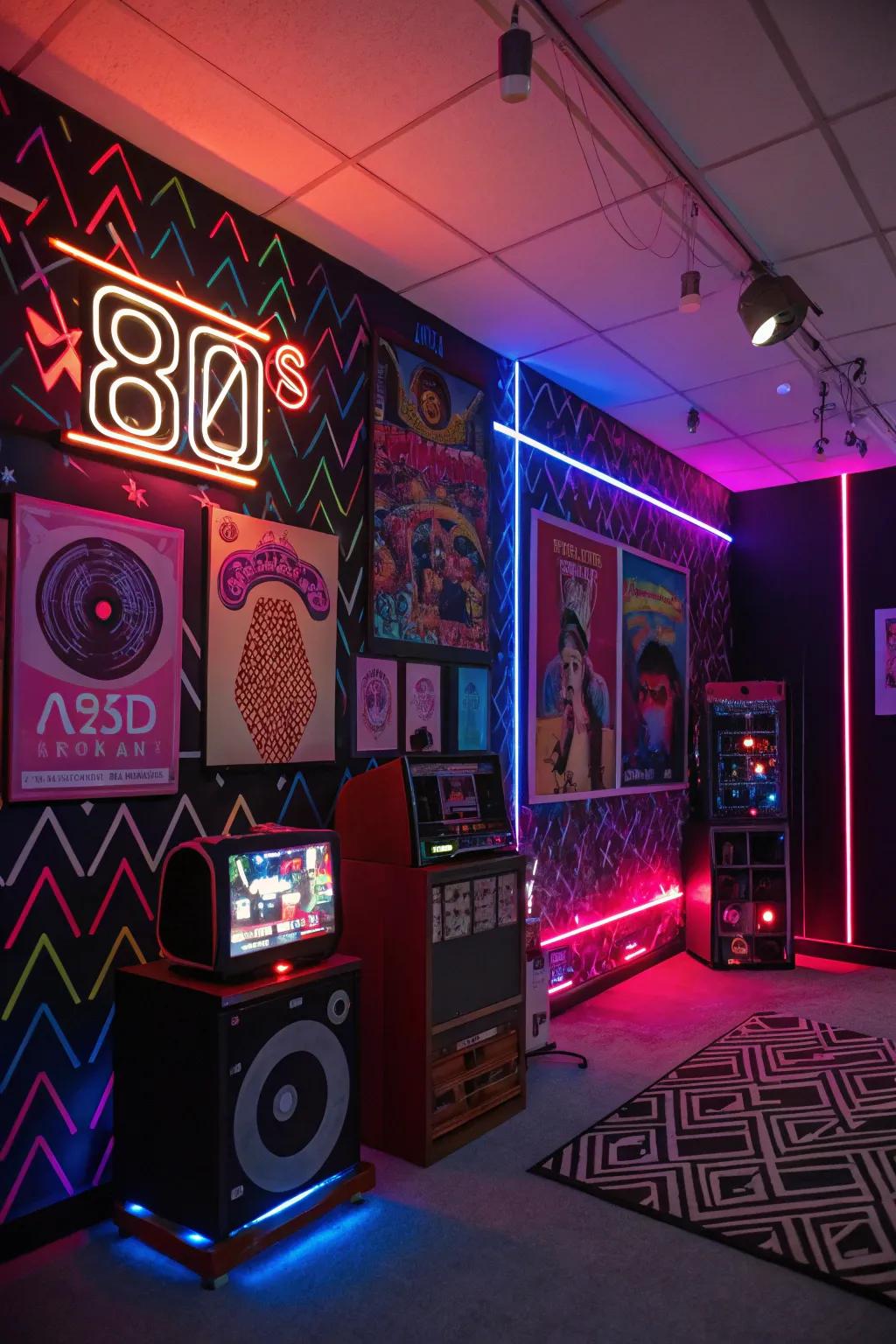 Neon lighting establishes an electrifying vibe for your party.